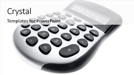  Presentation with calculator - Slides enhanced with business finance arithmetic - calculator isolated over white background background and a  colored foreground