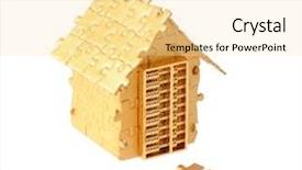  Presentation with golden puzzle piece - PPT theme consisting of homemade cakes baking on the kitchen table in paper molds background and a gray colored foreground