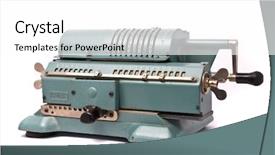  Presentation with calculator - Presentation theme with business finance arithmetic - vintage calculator on a white background and a white colored foreground