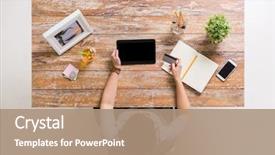  Presentation with business card - Cool new slides with business finance and technology concept backdrop and a coral colored foreground