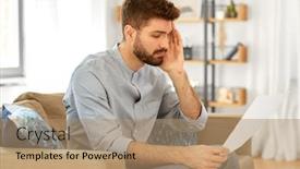  Presentation with business report - Theme having business-finances-accounting-and-people background and a coral colored foreground