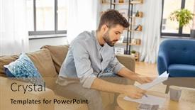  Presentation with business calculator - Theme enhanced with business-finances-accounting-and-people background and a coral colored foreground