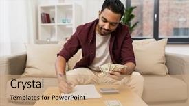  Presentation with courier business finance analysis - Amazing slide set having business finances accounting and people backdrop and a coral colored foreground