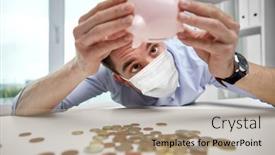  Presentation with medical face mask - PPT theme featuring business-finances-and-health-concept background and a coral colored foreground