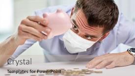  Presentation with medical face mask - Audience pleasing slide deck consisting of business-finances-and-health-concept backdrop and a soft green colored foreground