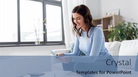  Presentation with business calculator - Audience pleasing slide set consisting of business-finances-income-and-people backdrop and a teal colored foreground