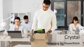  Presentation with loss - Presentation theme with business firing and job loss background and a coral colored foreground