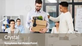  Presentation with courier firm business analysis - Cool new PPT theme with business firing and job loss backdrop and a gray colored foreground