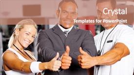  Presentation with staff - Amazing presentation design having business fitness - confident gym staff thumbs up backdrop and a  colored foreground