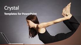  Presentation with posture - PPT layouts featuring business fitness - young pretty woman in yoga background and a dark gray colored foreground
