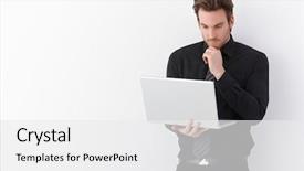  Presentation with young students working in groups - Beautiful presentation featuring business focus - handsome young businessman working backdrop and a  colored foreground