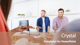  Presentation with international food - PPT layouts consisting of business food lunch and people background and a coral colored foreground