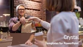  Presentation with food service - Amazing presentation having business food people and service backdrop and a violet colored foreground