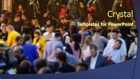  Presentation with forum - Cool new presentation design with business-forum-visitors-communiacate backdrop and a tawny brown colored foreground