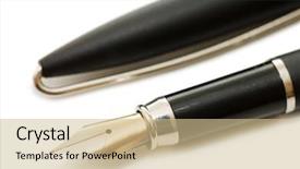  Presentation with fountain pen - Beautiful presentation theme featuring business fountain pen isolated backdrop and a soft green colored foreground