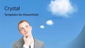  Presentation with thought - Audience pleasing presentation theme consisting of thought cloud - businessman wondering backdrop and a light blue colored foreground