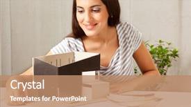  Presentation with architect - Presentation theme having business fuctions - female architect looking background and a coral colored foreground