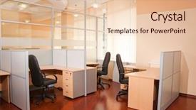  Presentation with workplace - Presentation design with business furniture - modern office interior - workplace background and a lemonade colored foreground