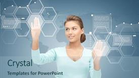  Presentation with mass media - Presentation design enhanced with business future education and technology background and a light blue colored foreground