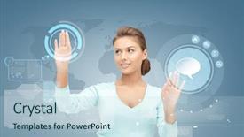  Presentation with future education - Slides consisting of smiling young businesswoman or student background and a light blue colored foreground