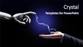  Presentation with business intelligence - Colorful presentation enhanced with business future technology and artificial backdrop and a navy blue colored foreground