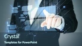  Presentation with virtual work - Audience pleasing slide set consisting of business and future technology concept backdrop and a ocean colored foreground