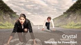  Presentation with gender - PPT theme featuring business gender - man versus woman background and a gray colored foreground