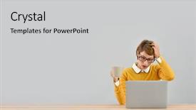  Presentation with business remote work - Colorful PPT theme enhanced with overwhellmed - business girl being overwhelmed backdrop and a light gray colored foreground