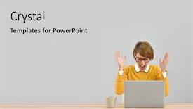  Presentation with work - Slide set consisting of overwhellmed - business girl being overwhelmed background and a light gray colored foreground