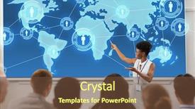  Presentation with global conference world - Beautiful PPT layouts featuring business global network and people backdrop and a tawny brown colored foreground