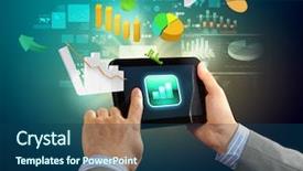  Presentation with holding hands - Presentation theme enhanced with business graph - close-up image of male hands background and a ocean colored foreground