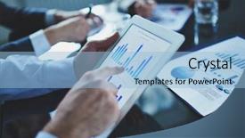  Presentation with meeting - Presentation consisting of business graph - image of businessperson pointing background and a light blue colored foreground