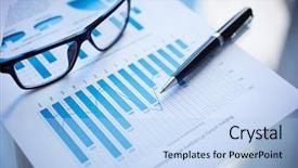  Presentation with eyeglasses - Colorful presentation design enhanced with business graph - image of eyeglasses pen backdrop and a light blue colored foreground