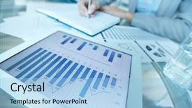  Presentation with electronic signature document automation - Beautiful PPT theme featuring business graph analyzing - close-up of electronic document backdrop and a light blue colored foreground