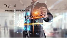  Presentation with trade - Presentation theme with business-graph-and-trade-monitor background and a coral colored foreground