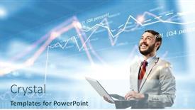  Presentation with trade - Slide deck having business-graph-and-trade-monitor background and a cool aqua colored foreground