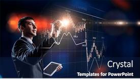  Presentation with trade - Presentation theme having business-graph-and-trade-monitor background and a navy blue colored foreground