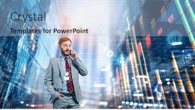  Presentation with trade - Presentation design featuring business-graph-and-trade-monitor and a  colored foreground