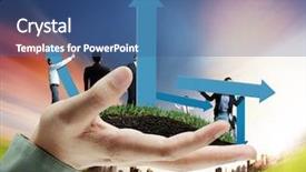  Presentation with grab hand - Colorful PPT layouts enhanced with business graph in hand businessmen backdrop and a ocean colored foreground