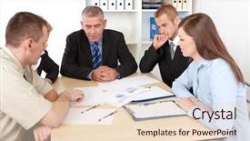  Presentation with group discussion - PPT layouts with business group at the meeting discussion background and a lemonade colored foreground