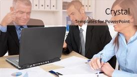  Presentation with group discussion - Theme consisting of business group at the meeting discussion background and a coral colored foreground