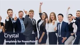  Presentation with victory team - Cool new slides with business group happy business team backdrop and a  colored foreground