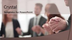  Presentation with circle - Presentation theme with business group in a circle background and a mint green colored foreground