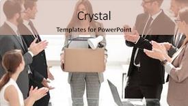  Presentation with welcome - Beautiful theme featuring business group welcomes new employee backdrop and a coral colored foreground