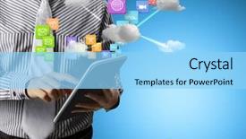  Presentation with touch screen - Cool new presentation theme with business growth digital marketing - touch screen touch- tablet backdrop and a light blue colored foreground