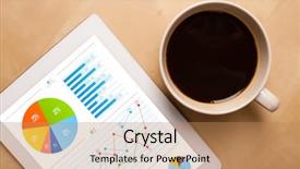  Presentation with business growth - Cool new slide set with business growth digital marketing - workplace with tablet pc showing backdrop and a coral colored foreground