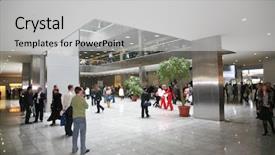  Presentation with banking - PPT theme having business hall 2 background and a light gray colored foreground