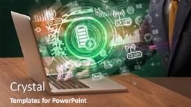  Presentation with multimedia - Colorful PPT theme enhanced with business-hand-typing backdrop and a tawny brown colored foreground