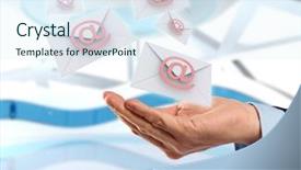  Presentation with email - Beautiful presentation featuring business hand with email messages backdrop and a sky blue colored foreground