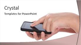  Presentation with mobile payment app business technology - PPT layouts with business hand with mobile phone background and a white colored foreground